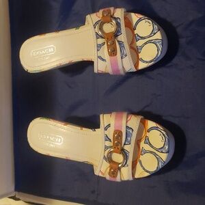 Coach fionah multi color slip on wedge size 8m
